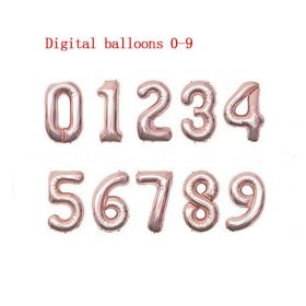 16 Inch Rose Gold Small Number Balloon 0-9 Wedding Decoration Baby Birthday Party Decoration Aluminum Foil Gold Balloons