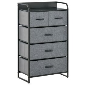 Gray 5-Drawer Dresser with Steel Frame, Wooden Top, 4-Tier Organizer for Bedroom, Hallway