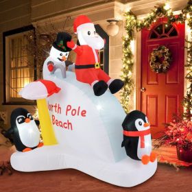 6 Feet Christmas Inflatable with Blow up Penguins and Santa Decoration