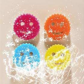 8PCS of smiling face shaped temperature-sensitive sponge, which softens in hot water and hardens in cold water, is used for kitchen cleaning