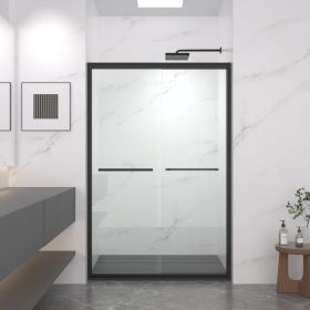 44-48"x72" Aluminum Frame Double Sliding Shower Door,Bypass Bathroom Sliding Door with Premium 5/16" (8mm) Clear Tempered Glass