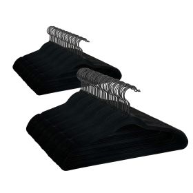Velvet Adult Clothing Hangers, 100 Pack, Black, Non-Slip, Space Saving