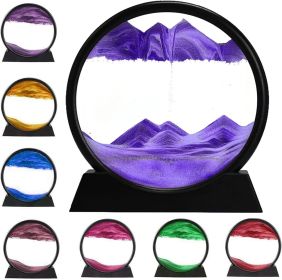 3D Dynamic Sand Art Liquid Motion, Moving Sand Art Picture Round Glass 3D Deep Sea Sandscape In Motion Display Flowing Sand Painting Relaxing Des (Option: Purple)