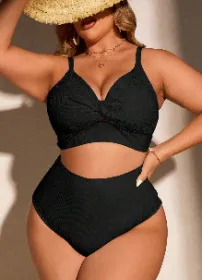 Womens Plus Size Bikini Twist High Waisted Bikini Sets Push Up Bikini Swimsuits Tummy Control 2 Piece Bathing Suit (Option: 2xl)