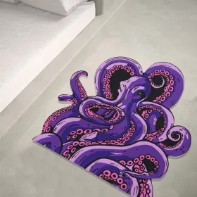 Octopus Bathroom Rug Non-Slip Mat -, Microfiber Absorbent Octopus Rug Non-Slip Backing, Unique Gift And Holiday Decor Rug For Tabletop Role Playi (Option: purpleA)