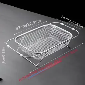 Expandable Stainless Steel Kitchen Sink Drain Basket - Adjustable Dish, Bowl & Cutlery Washing Rack With Space-Saving Design, Drains Forks, Knive (Option: large)