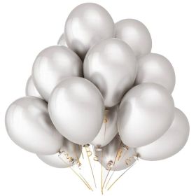 10pcs 12 inch Glossy Pearl Latex Balloons Birthday Party Wedding Colorful Inflatable Decor Ballon Kids Toys Air Balls (Color: Sliver)
