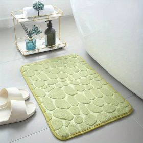 1pc Non-Slip Memory Foam Bath Rug with Cobblestone Embossment - Rapid Water Absorbent and Washable - Soft and Comfortable Carpet for Shower Room (Color: Green)