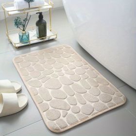 1pc Non-Slip Memory Foam Bath Rug with Cobblestone Embossment - Rapid Water Absorbent and Washable - Soft and Comfortable Carpet for Shower Room (Color: Coffee)
