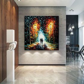 Hand Painted Oil Painting Original Romantic Cityscape Oil Painting On Canvas Large Wall Art Abstract Colorful Forest Painting Custom Tree Paintin (Style: 01, size: 60x60cm)