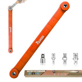 Impact Ready Offset Extension Wrench, Tight Reach Extension Wrench Set, With 1/2", 1/4" And 3/8" Square Drive Adapters (Model: orange)