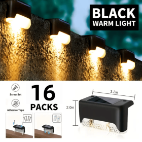 Solar Deck Lights Outdoor 16 Pack, Solar Step Lights Waterproof Led Solar lights for Outdoor Stairs, Step , Fence, Yard, Patio (Color: 16PCS Warm light)