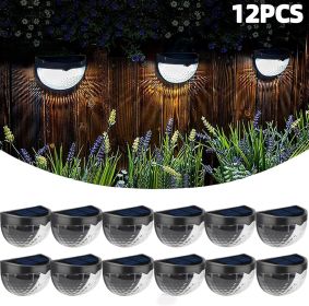 12/6 Solar fence lights, solar platform lights, solar wall lights, rechargeable solar cells, suitable for front porches, security lights (Color: White, Quantity: 12PCS)