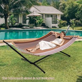 Patio Hammock Foldable Swing Chair Bed with Detachable Pillow (Color: Brown)